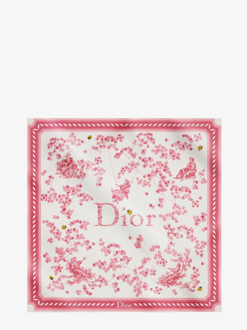 Dior Dior Silk Scarf Toile De Jouy Clover 90 Pink - World Class Fashion