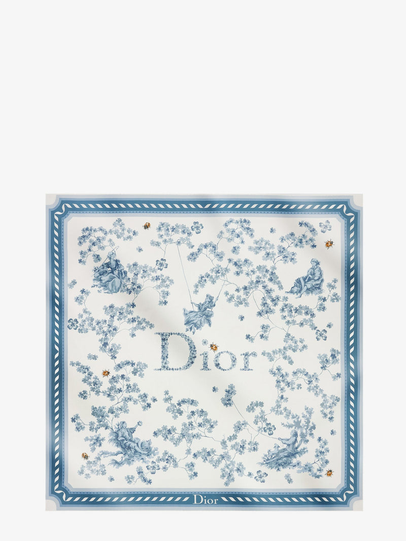 Dior Dior Silk Scarf Toile De Jouy Clover 90 Blue - World Class Fashion