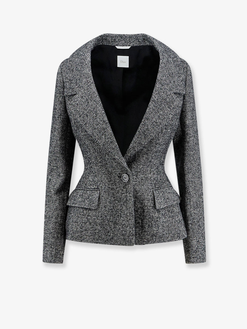 Dior Blazer Dior Bouclette Chevron Negro - World Class Fashion