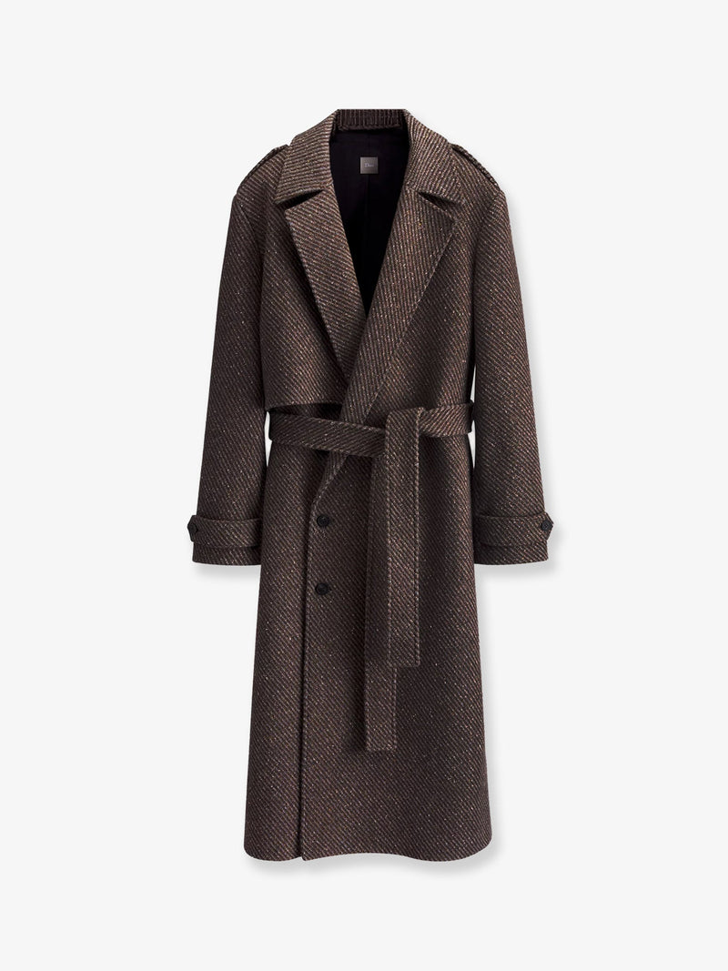 Dior Dior Wool and Silk Blend Natté Coat Brown Men - World Class Fashion