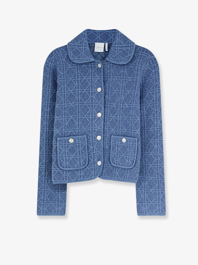 Dior Dior Macrocannage Blazer de corte regular azul - World Class Fashion