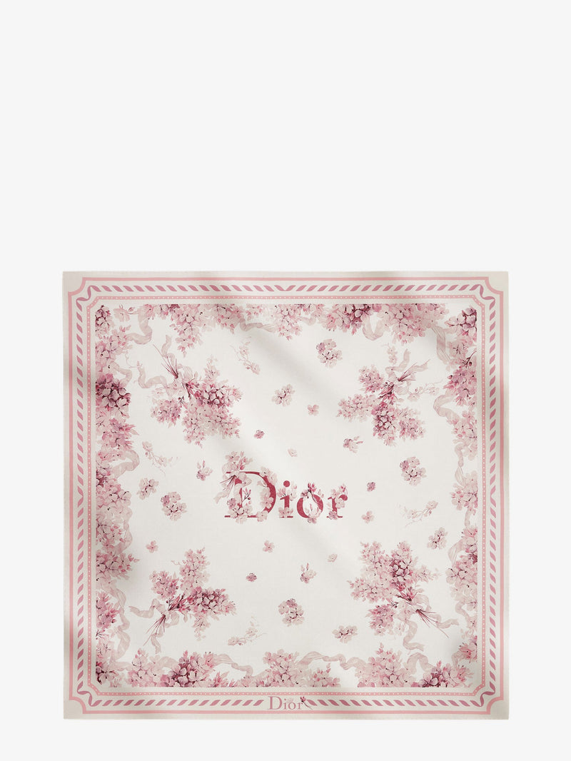 Dior Dior Lilac Bouquet Print Silk Foulard Pink - World Class Fashion