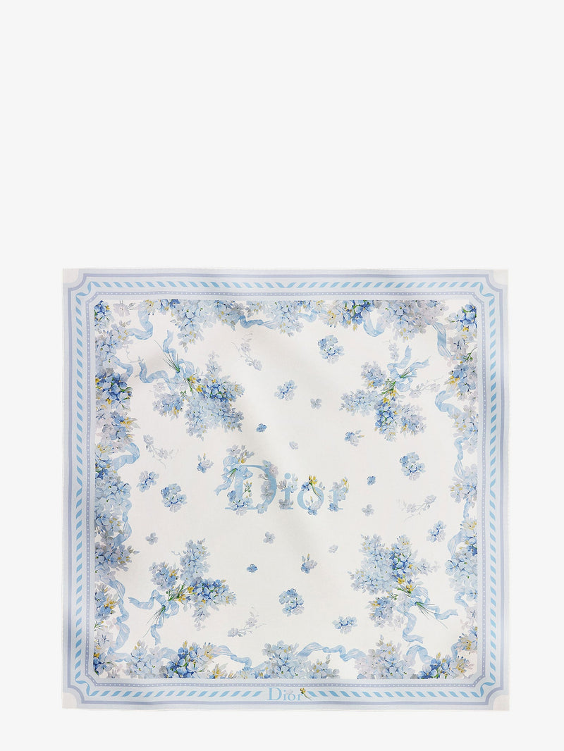 Dior Dior Silk Foulard with Lilac Bouquet Print Blue - World Class Fashion