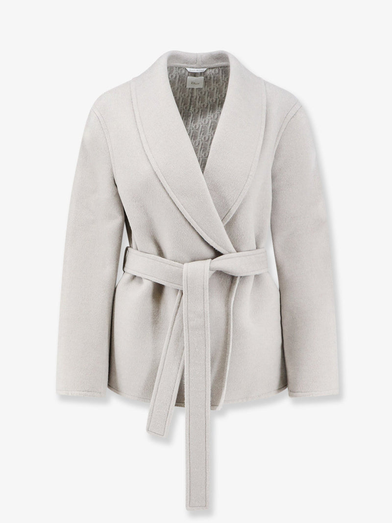 Dior Dior Virgin Wool and Silk Coat Grey Women - World Class Fashion
