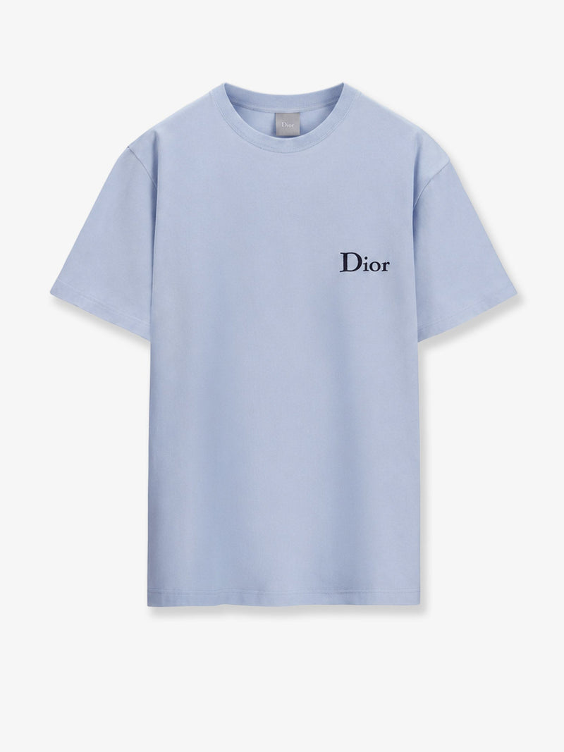 Dior Camiseta de algodón Dior con bordado azul para hombre - World Class Fashion