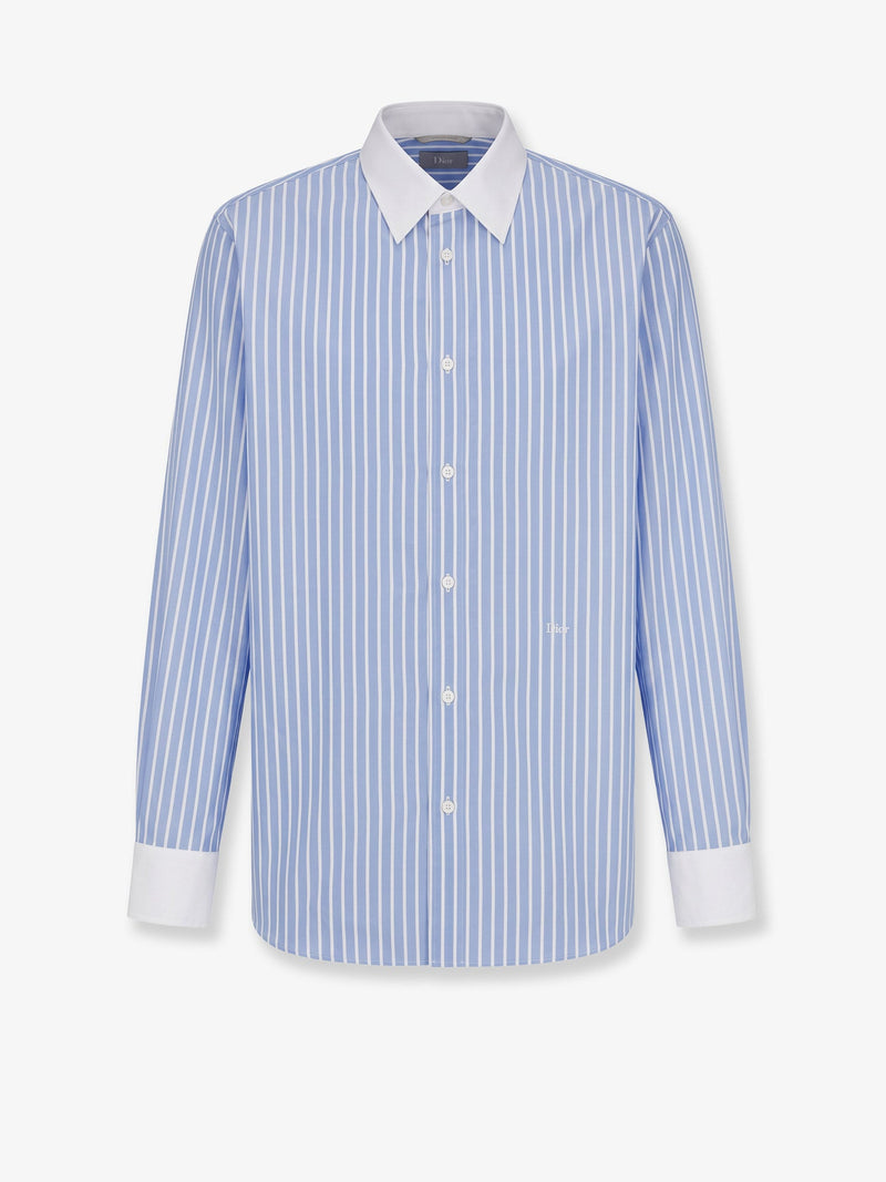 Dior Dior Cotton Shirt with Embroidery Blue Men - World Class Fashion
