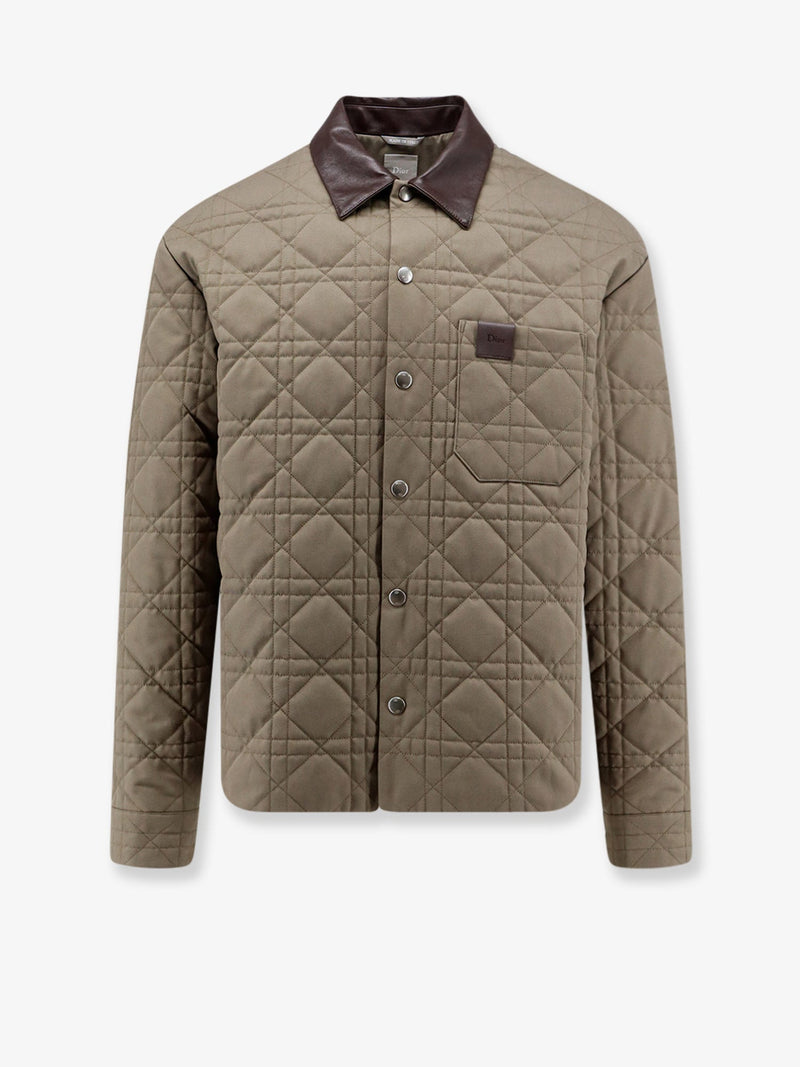 Dior Dior Cannage Shirt/Jacket With Dior Patch And Leather Collar - World Class Fashion