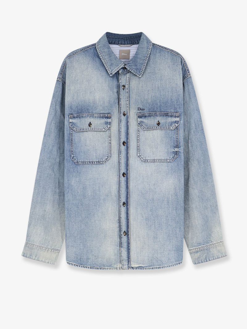 Dior Dior Cotton Shirt Jacket With Embroidered Lettering Logo - World Class Fashion