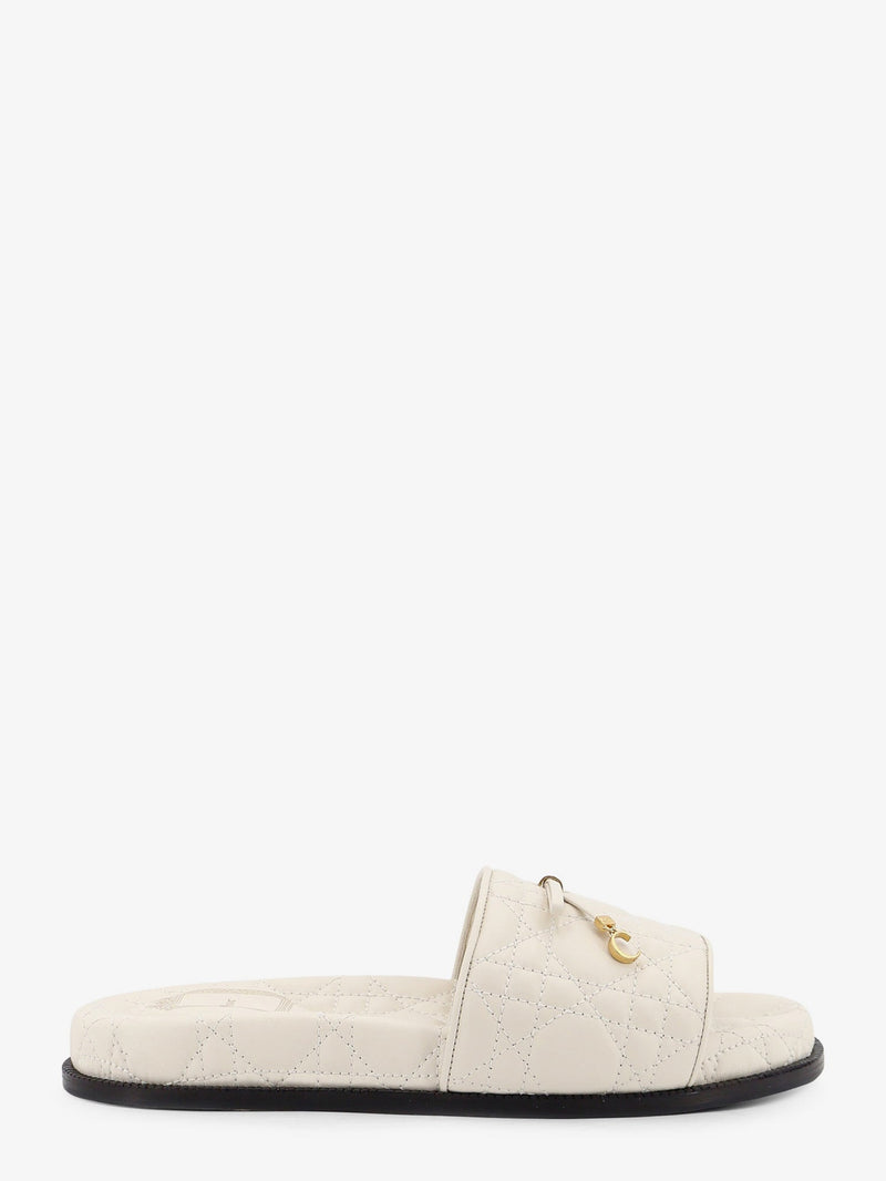 Dior Dior Cannage Quilted Leather Sandals White - World Class Fashion