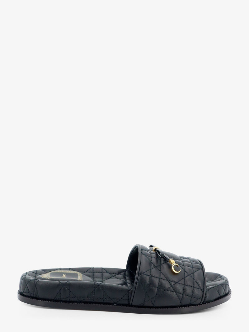 Dior Dior Cannage Quilted Leather Sandals Black - World Class Fashion