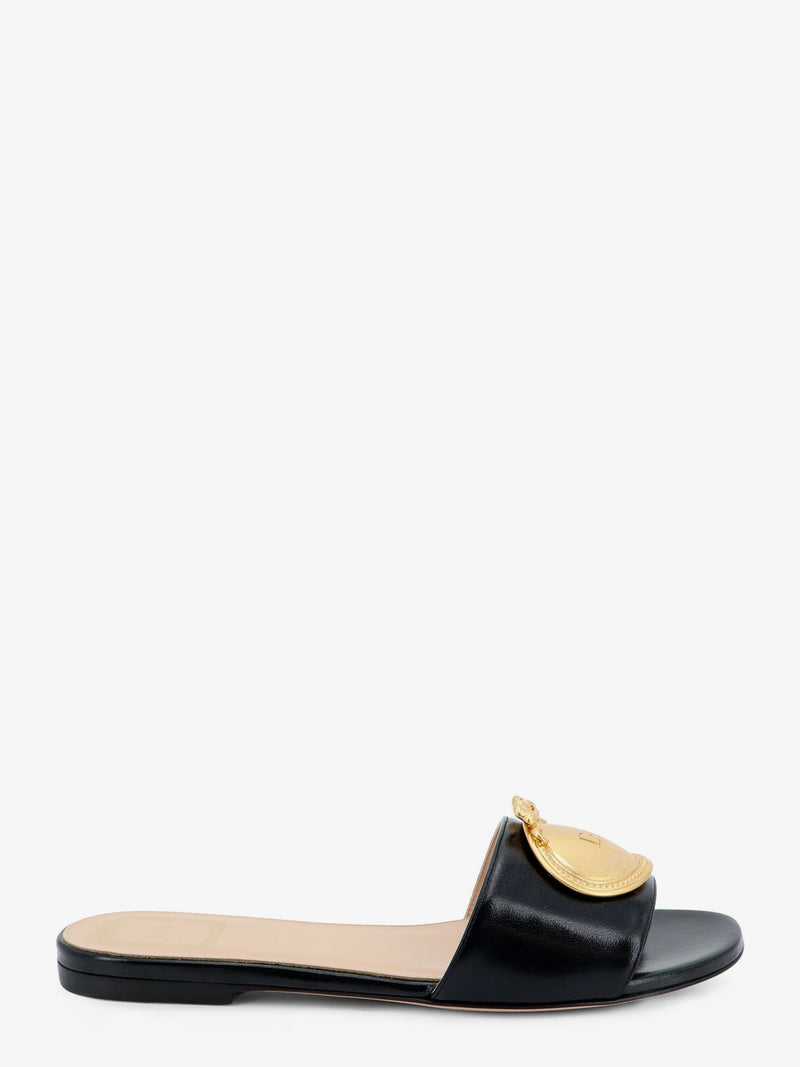 Dior Dior Medaillon Leather Sandals Black - World Class Fashion