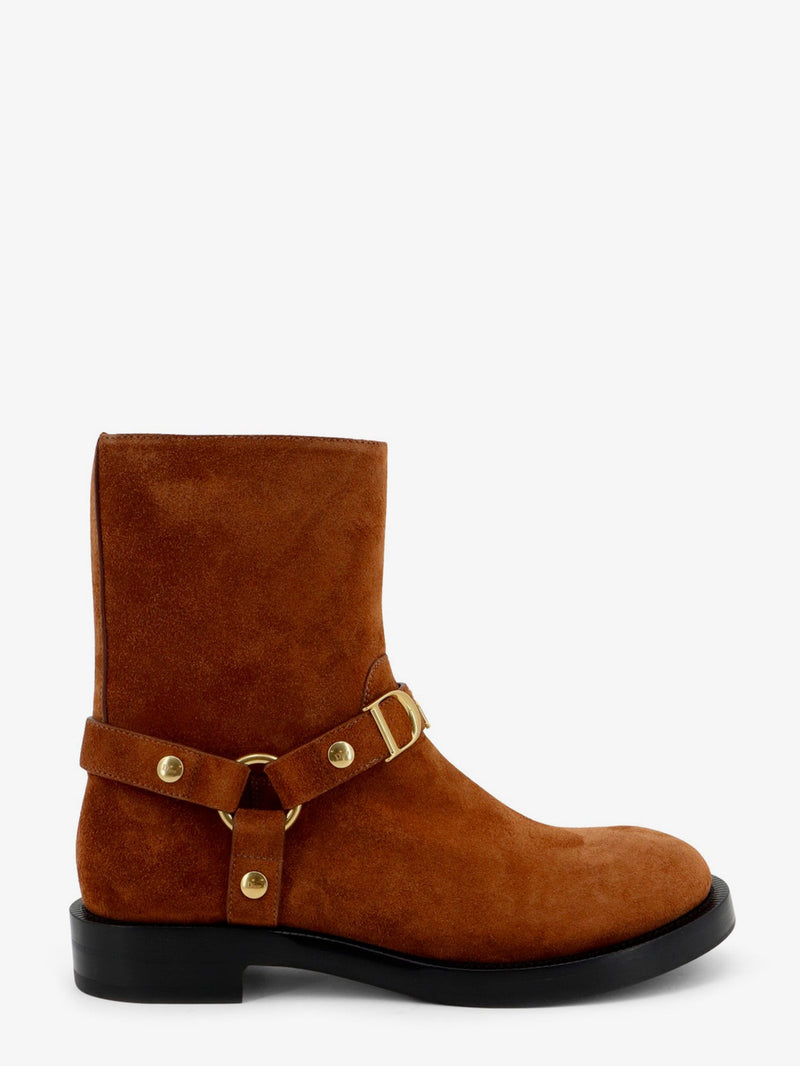 Dior Dior Suede Boots with Metal Lettering Logo Brown - World Class Fashion