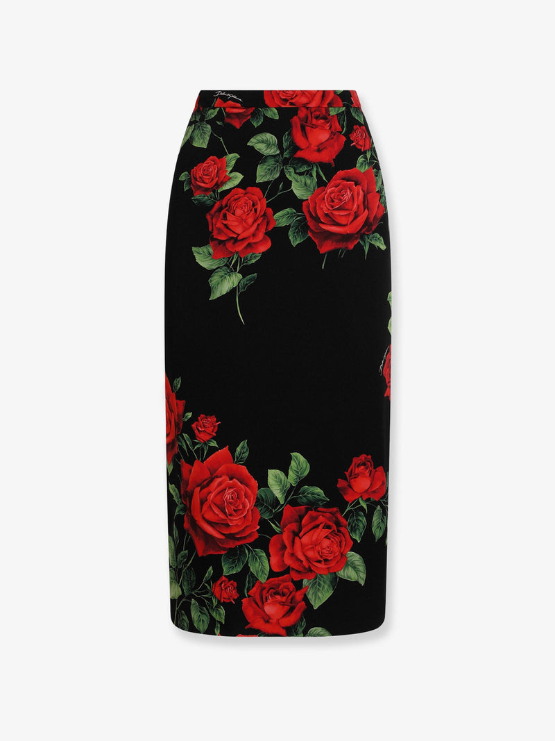 Dolce & Gabbana Dolce & Gabbana Stretch Silk Midi Skirt Black - World Class Fashion