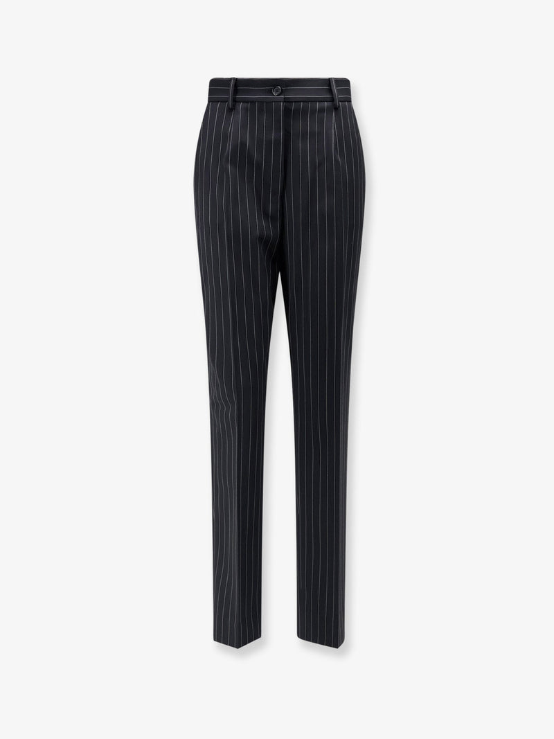 Dolce & Gabbana Dolce & Gabbana Pinstriped Stretch Wool Trousers Black - World Class Fashion