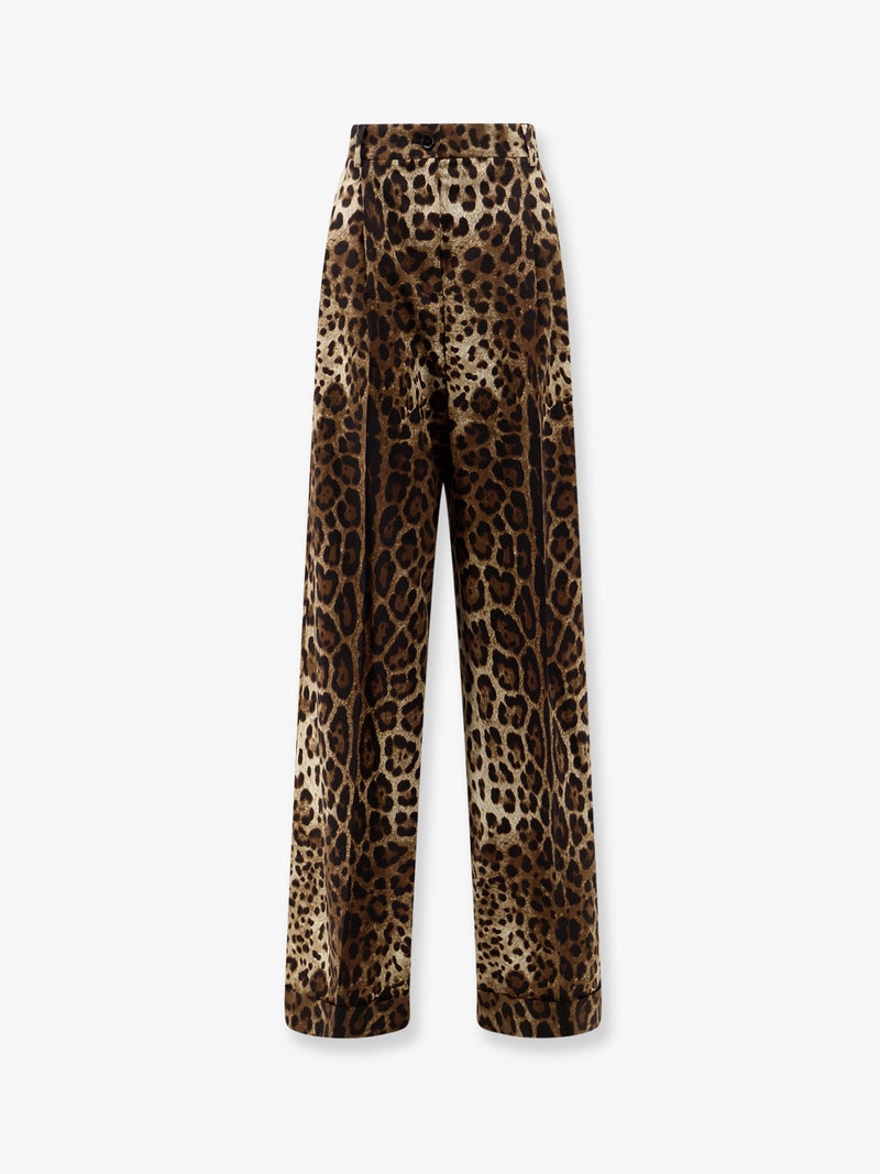 Dolce & Gabbana Dolce & Gabbana Stretch Wool Trousers Animal Print - World Class Fashion