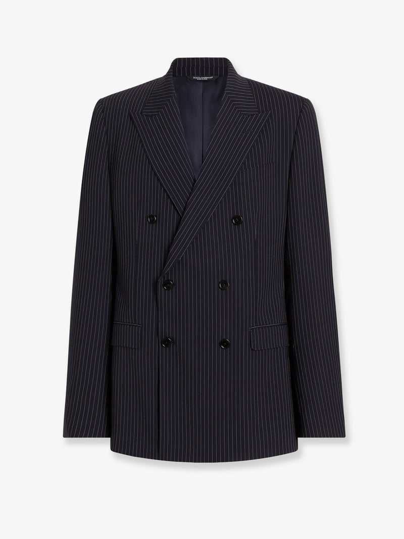 Dolce & Gabbana Dolce & Gabbana Martini Double-Breasted Wool Blazer Blue - World Class Fashion
