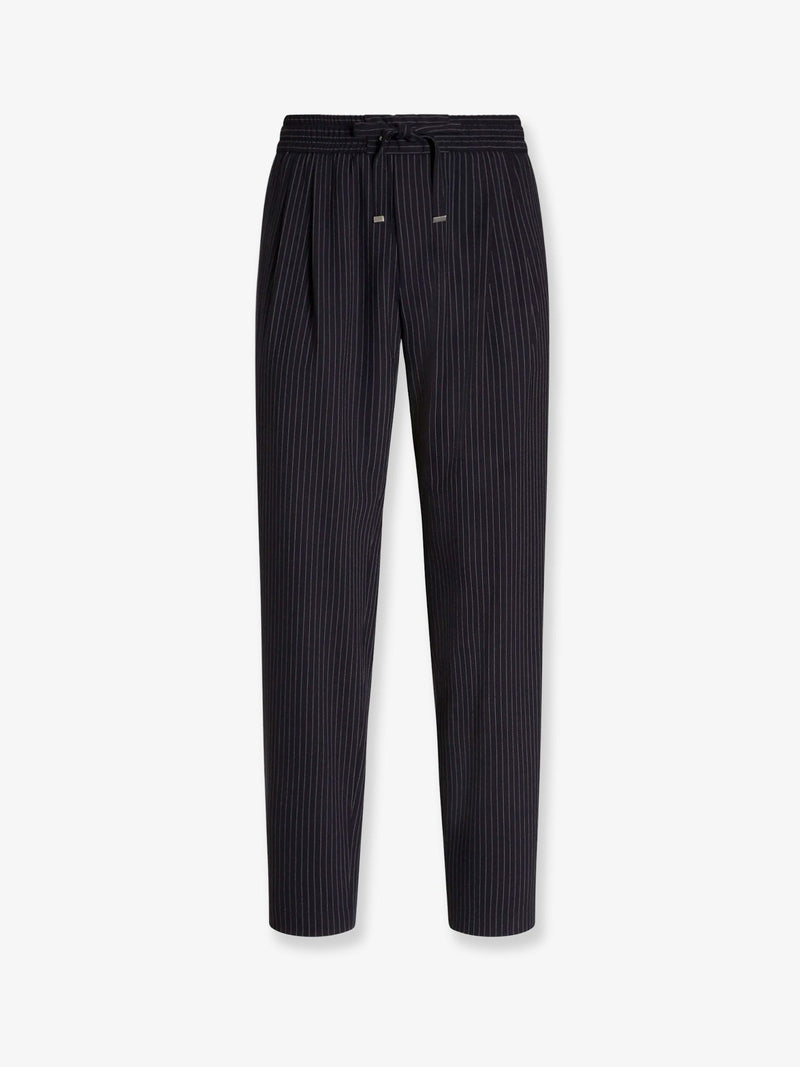 Dolce & Gabbana Dolce & Gabbana Pinstriped Wool Jogging Trousers Blue - World Class Fashion