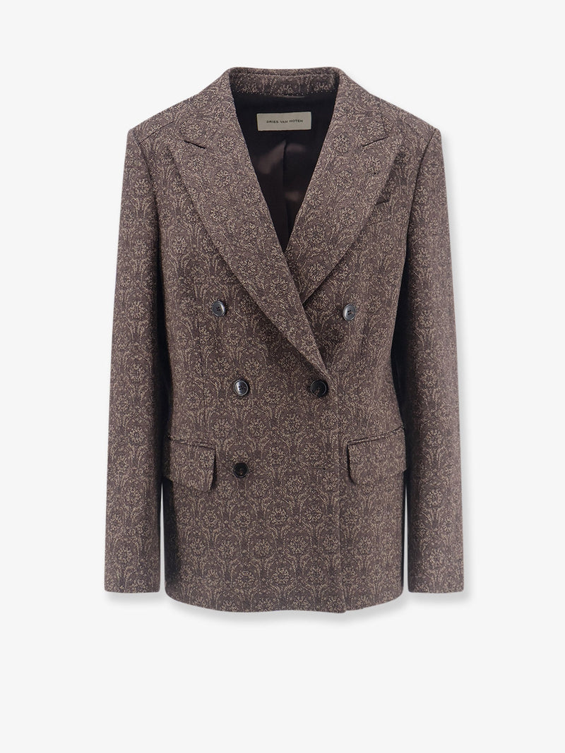 Dries Van Noten Dries Van Noten Barrysta Wool and Cotton Blazer Brown - World Class Fashion