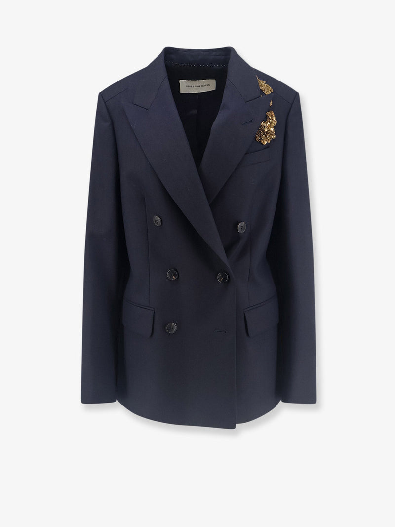 Dries Van Noten Dries Van Noten Barrysta Wool Blazer Blue - World Class Fashion