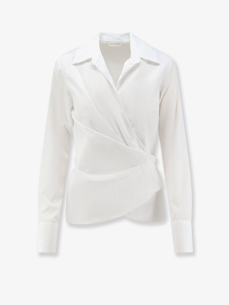 Dries Van Noten Dries Van Noten Cotton Wrap Shirt White - World Class Fashion
