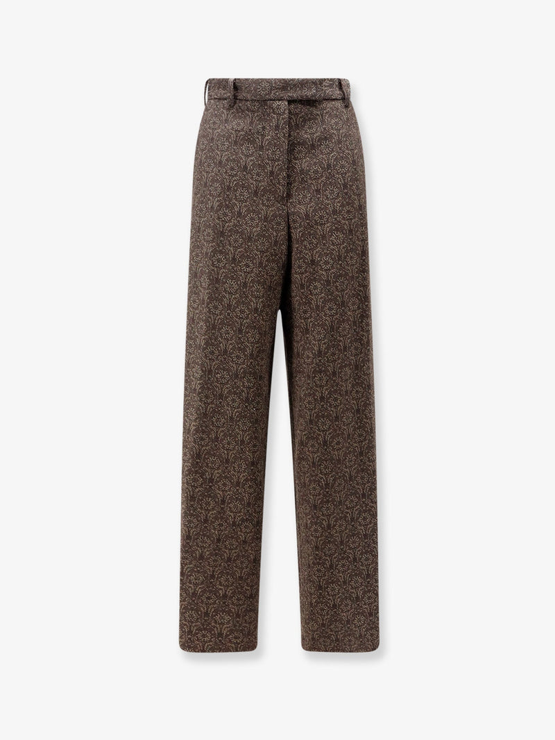 Dries Van Noten Dries Van Noten Penn Embroidered Viscose Trousers Brown - World Class Fashion