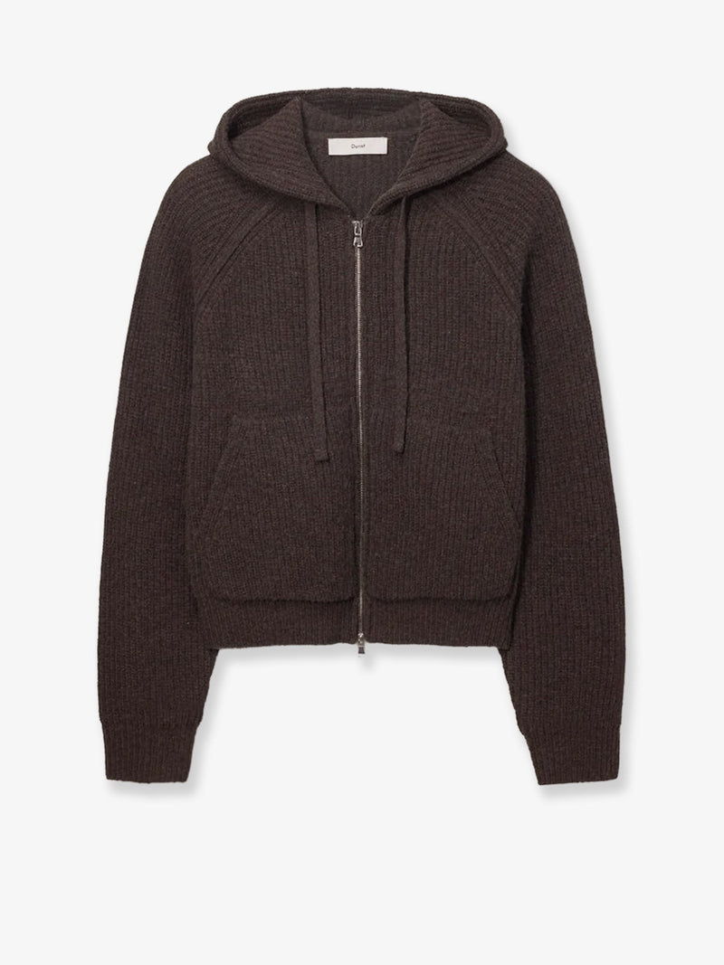 Dunst Dunst Wool Blend Hooded Cardigan Brown - World Class Fashion