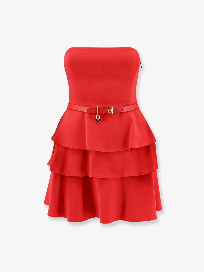 Elisabetta Franchi Elisabetta Franchi Mini Dress with Bustier Detail Red - World Class Fashion
