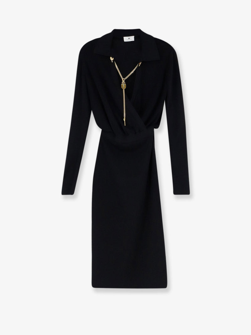 Elisabetta Franchi Elisabetta Franchi Viscose Blend Midi Dress Black - World Class Fashion