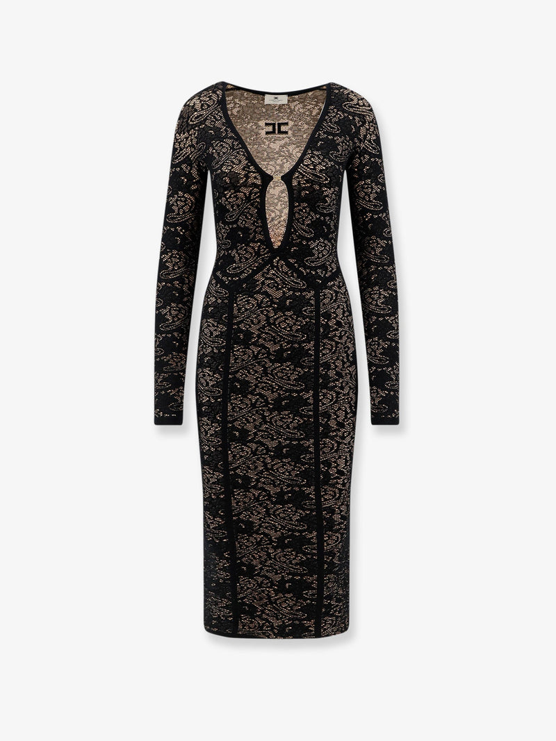 Elisabetta Franchi Elisabetta Franchi Knitted Midi Dress Black - World Class Fashion