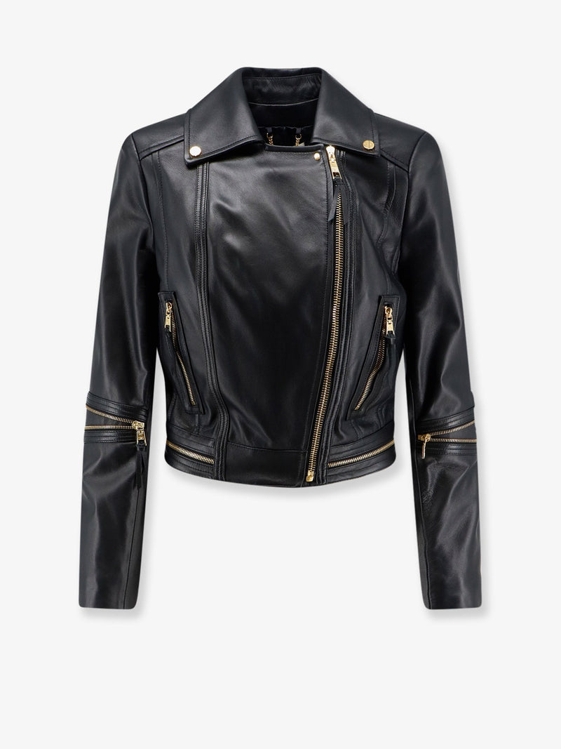 Elisabetta Franchi Elisabetta Franchi Leather Biker Jacket Black - World Class Fashion