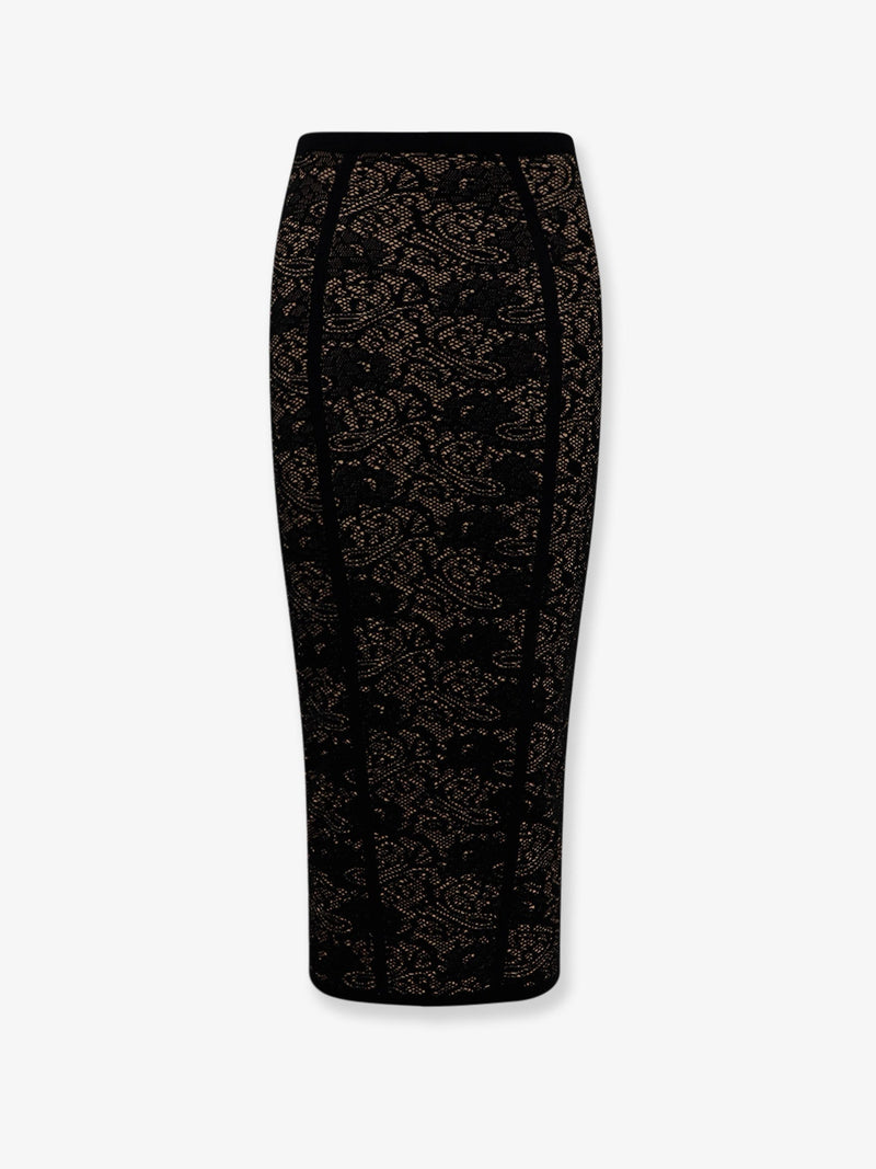 Elisabetta Franchi Elisabetta Franchi Embroidered Knitted Skirt Black - World Class Fashion