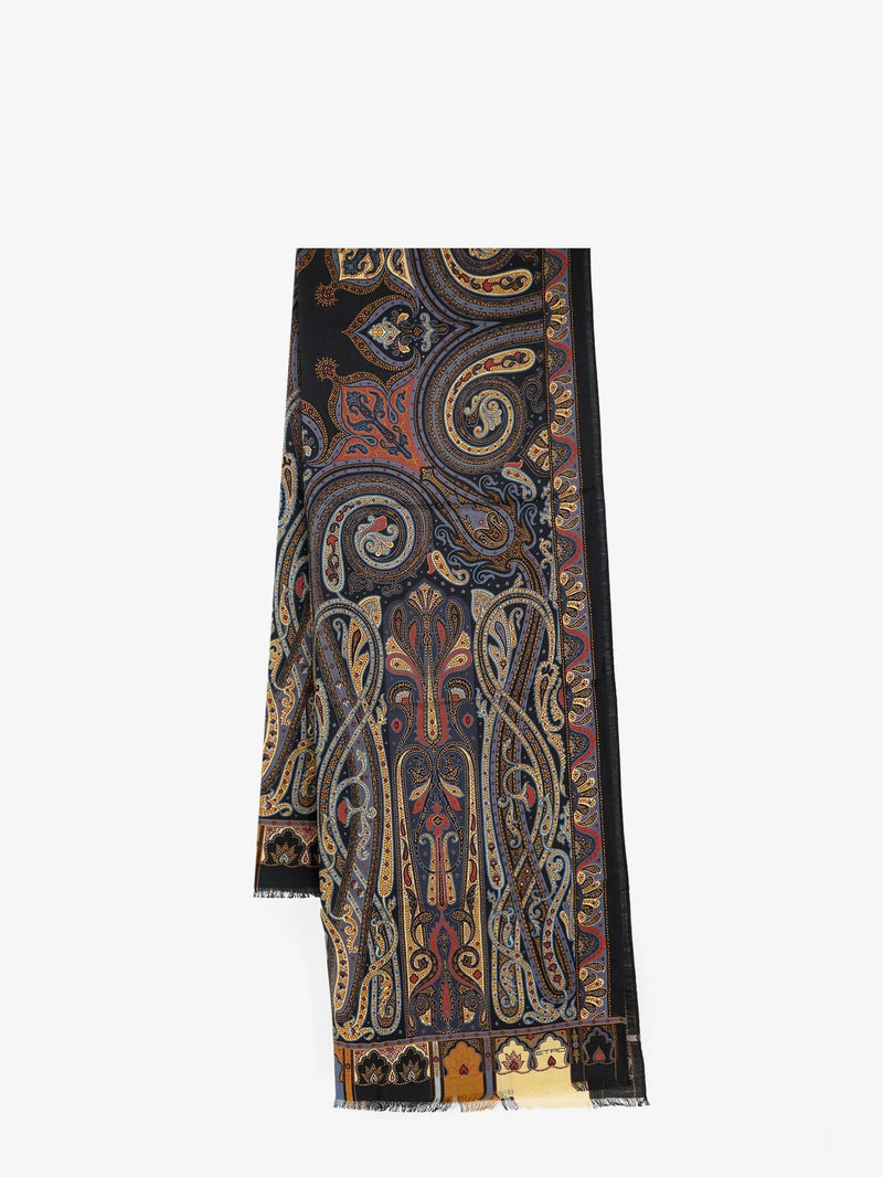Etro Etro Wool And Silk Scarf Blue - World Class Fashion