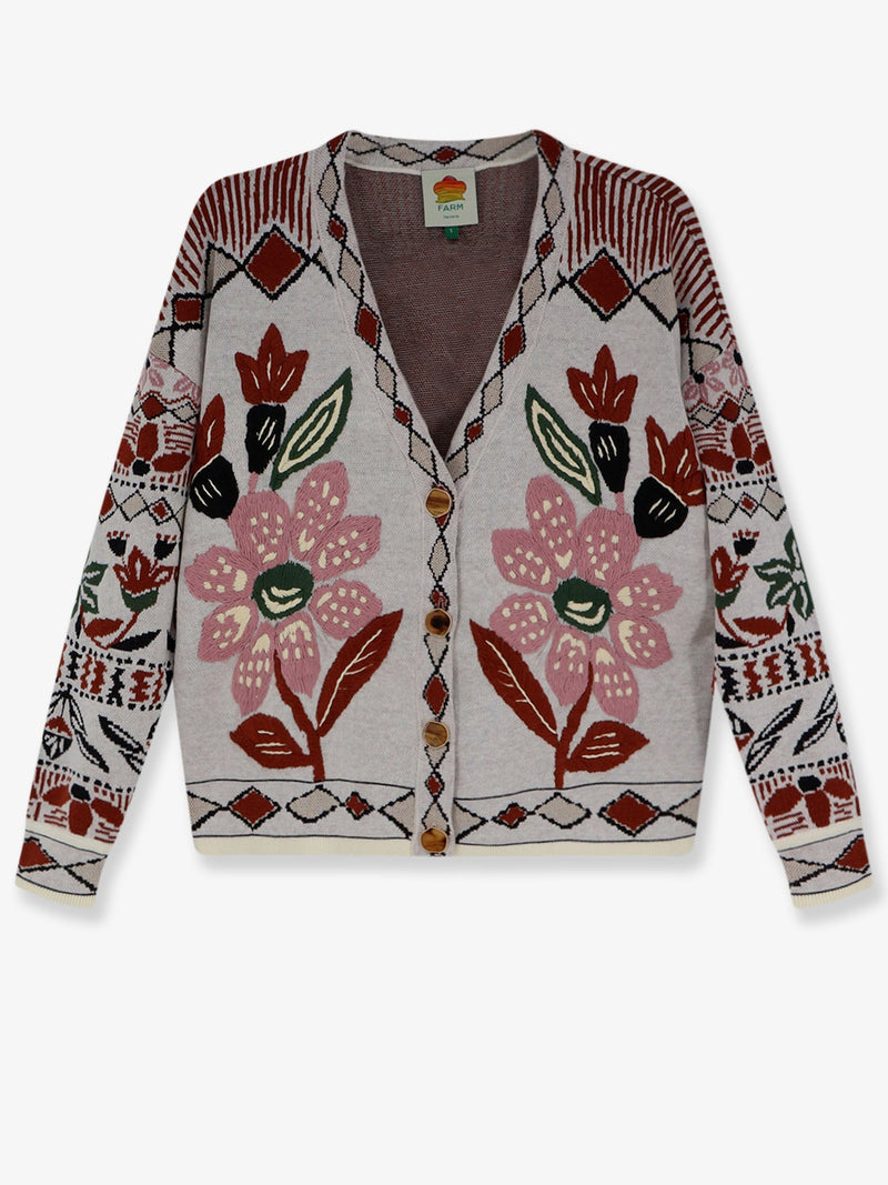 Farm Rio Farm Rio Cardigan With Multicolor Embroidery - World Class Fashion
