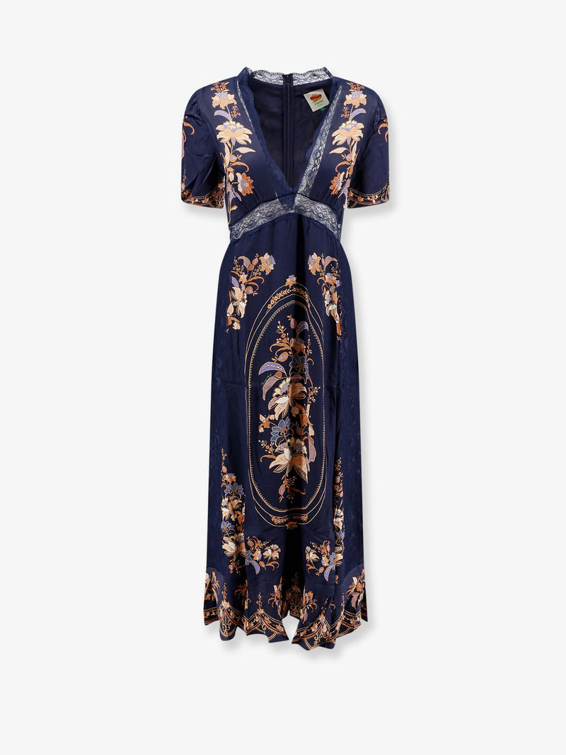 Farm Rio Farm Rio Lara Viscose Long Dress Blue - World Class Fashion