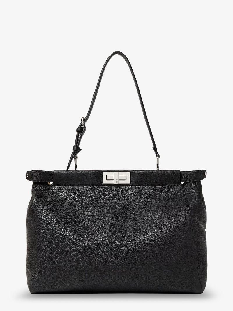 Fendi Fendi My Peekaboo Large Leather Crossbody Bag Black - World Class Fashion