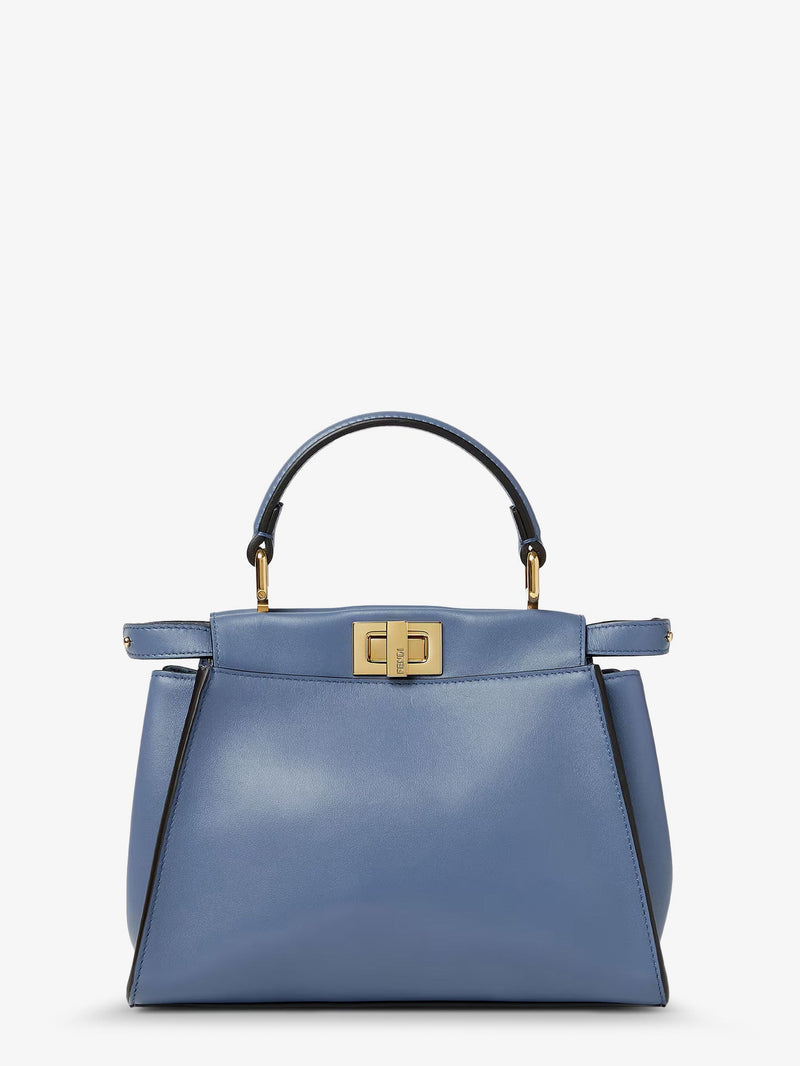 Fendi Fendi Peekaboo Mini Leather Handbag Blue - World Class Fashion