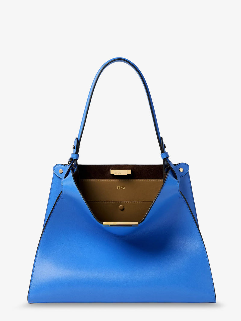 Fendi Fendi Way Medium Leather Shoulder Bag Blue - World Class Fashion