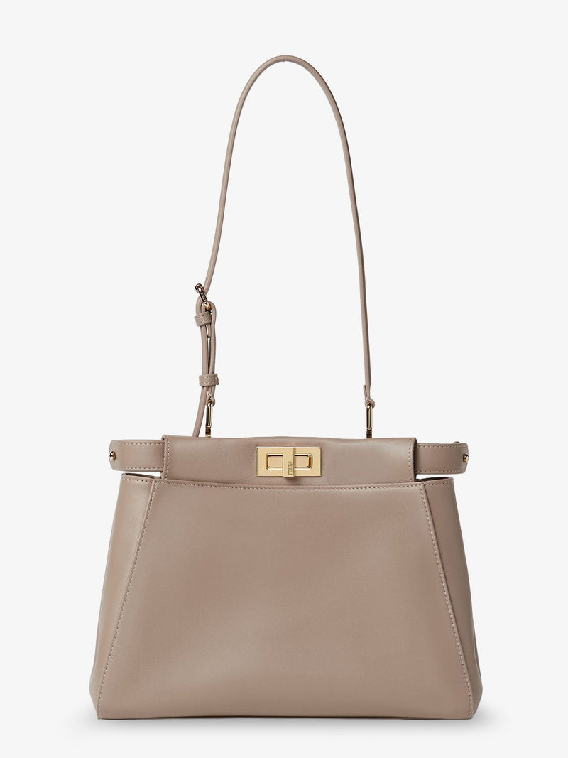 Fendi Fendi My Peekaboo Small Leather Shoulder Bag Beige - World Class Fashion
