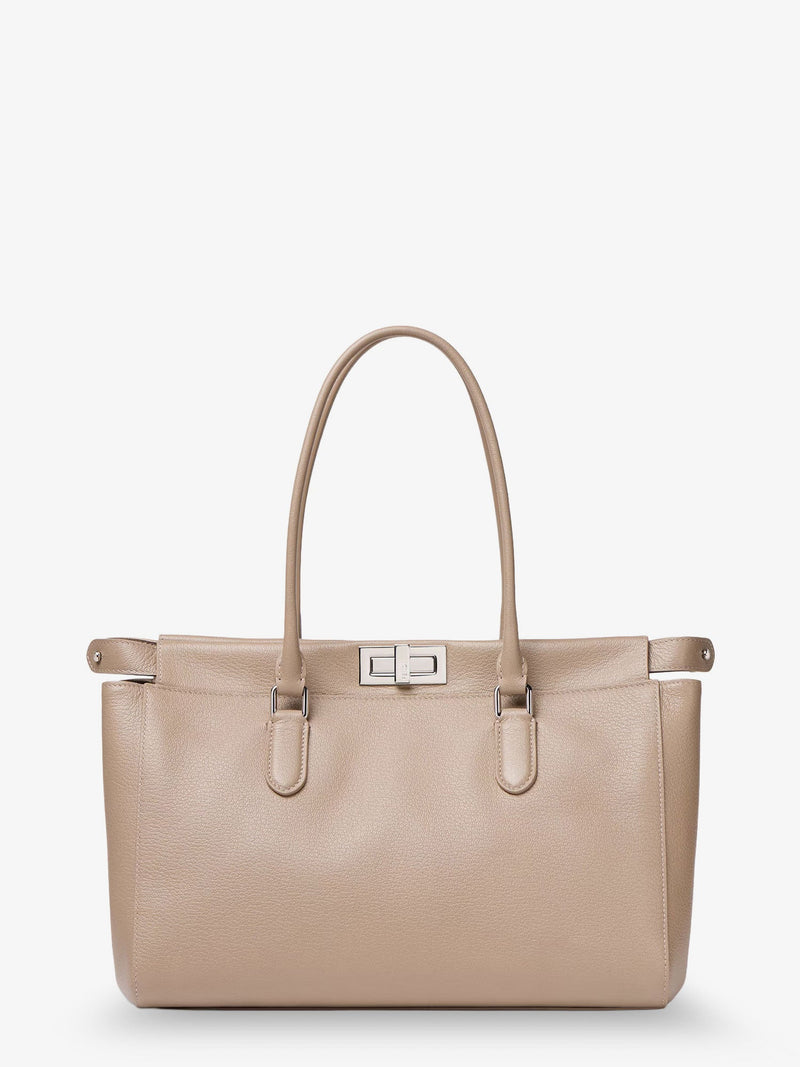 Fendi Fendi Peekaboo Tote Leather Shoulder Bag Beige - World Class Fashion