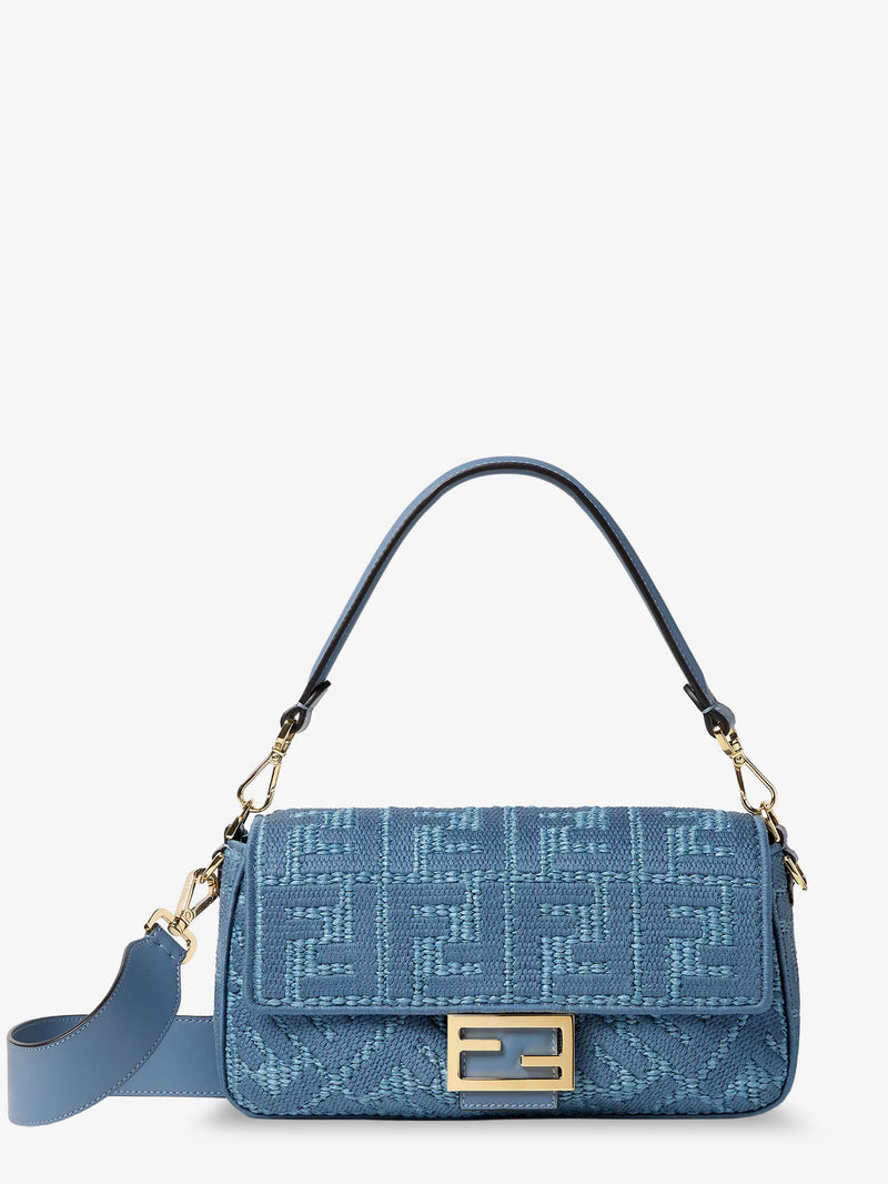 Fendi Fendi Baguette Handbag Raffia Blue - World Class Fashion
