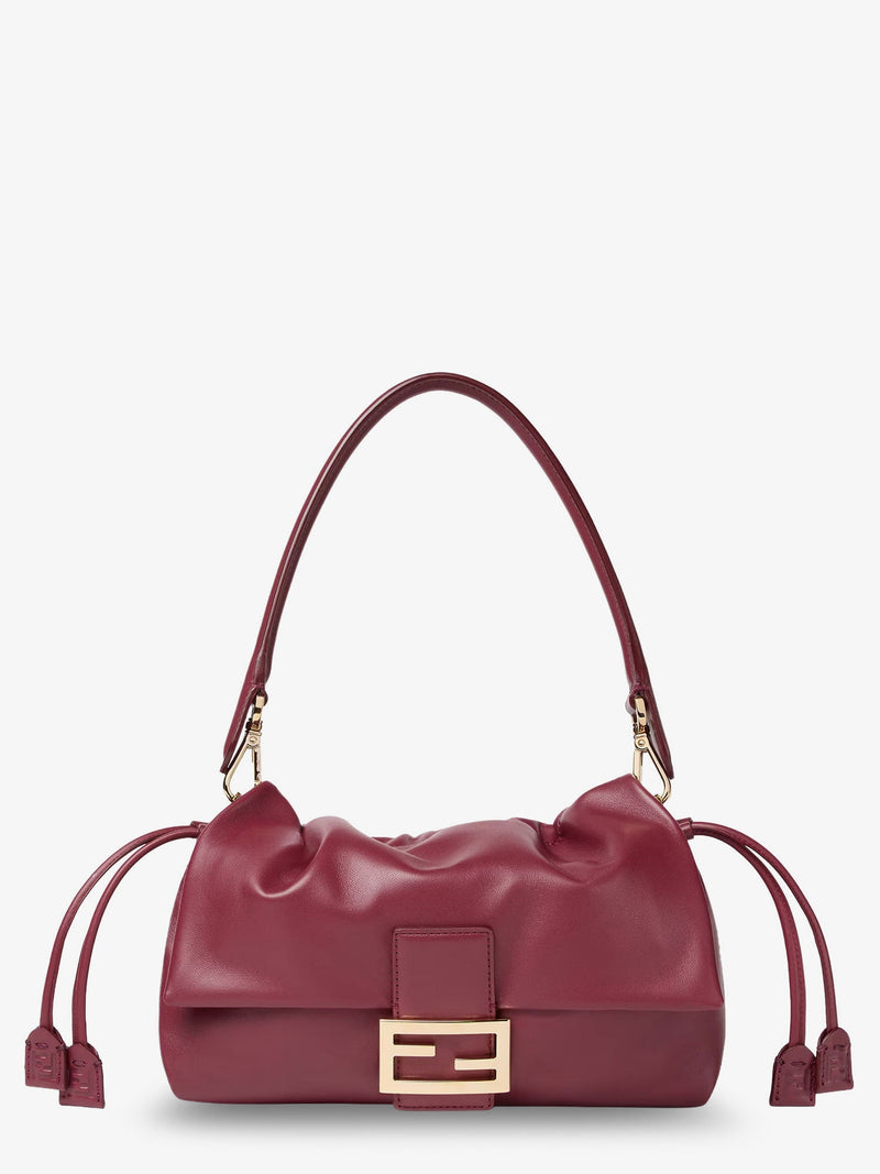 Fendi Fendi Baguette Soft Medium Leather Shoulder Bag Red - World Class Fashion