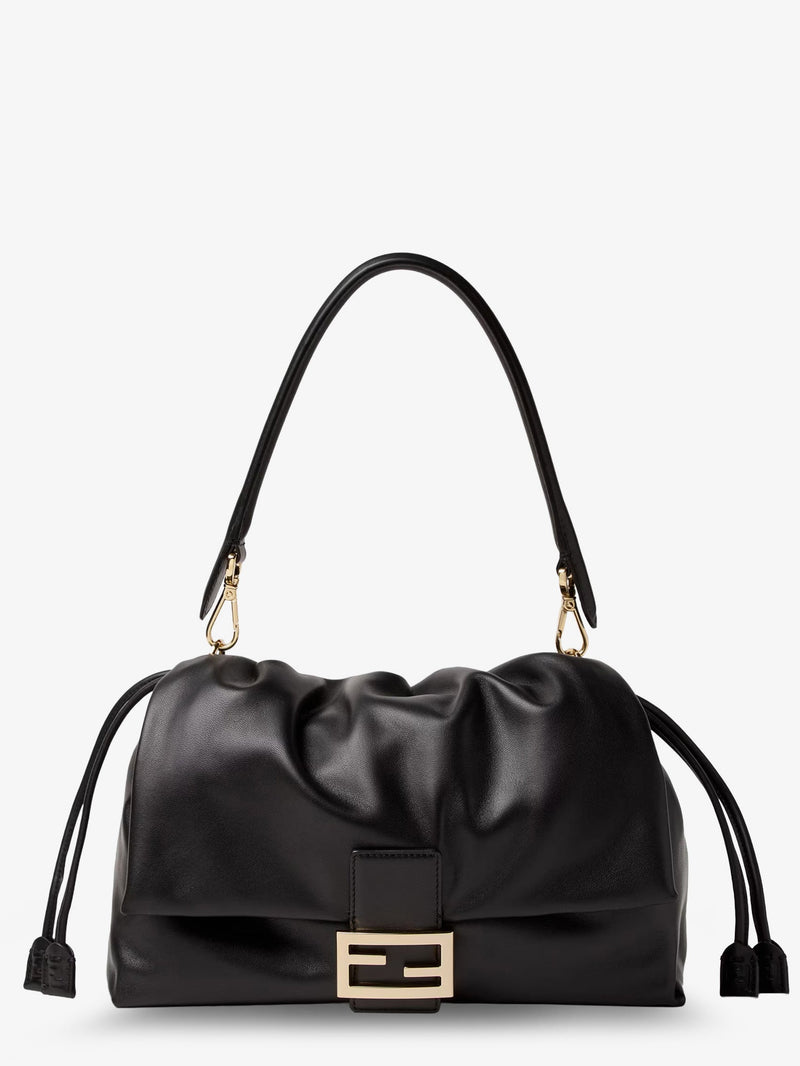 Fendi Fendi Baguette Soft Large Leather Bag Black - World Class Fashion