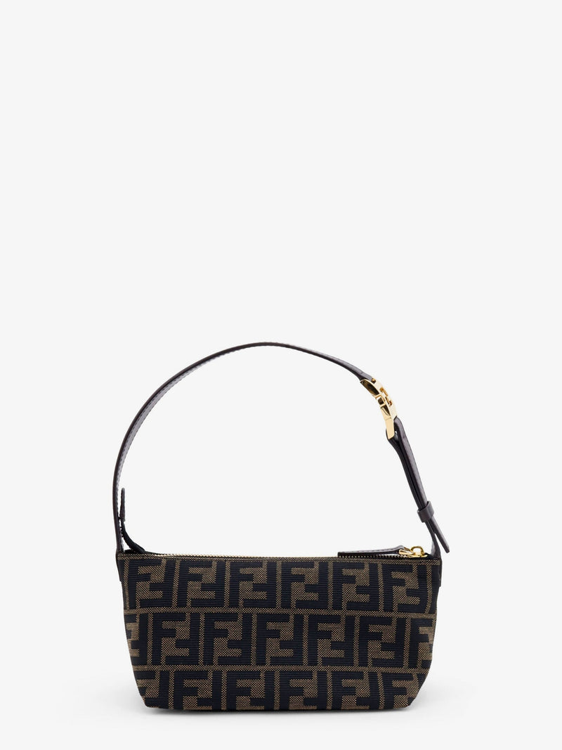 Fendi Fendi Vanity Pouch FF Jacquard Fabric Brown Handbag - World Class Fashion