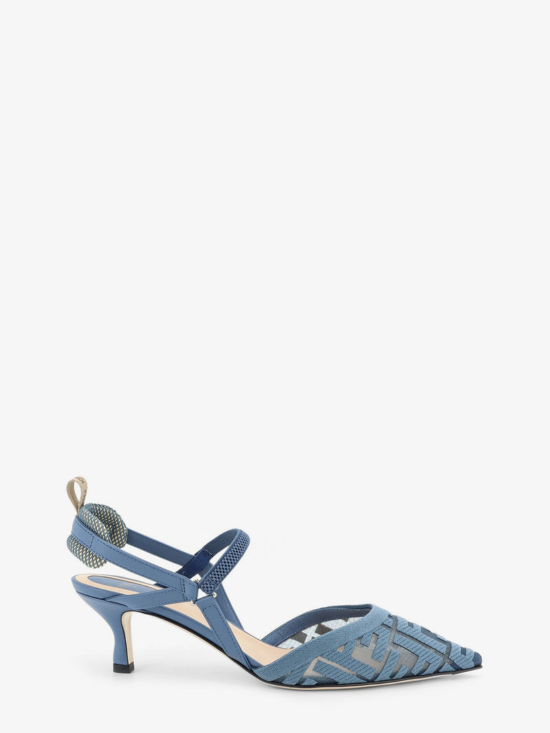 Fendi Fendi Colibri Mesh Pump with FF Embroidery Blue - World Class Fashion