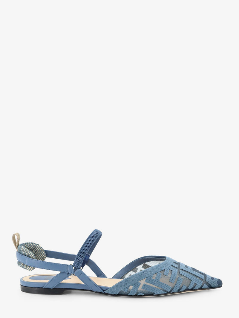 Fendi Fendi Colibrì Lite Flat Mesh Slingback Blue - World Class Fashion