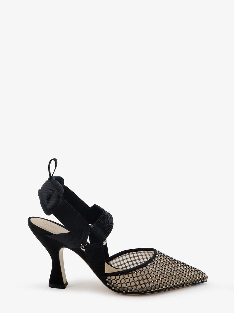 Fendi Fendi Colibrì Mesh and Suede Pumps Black - World Class Fashion