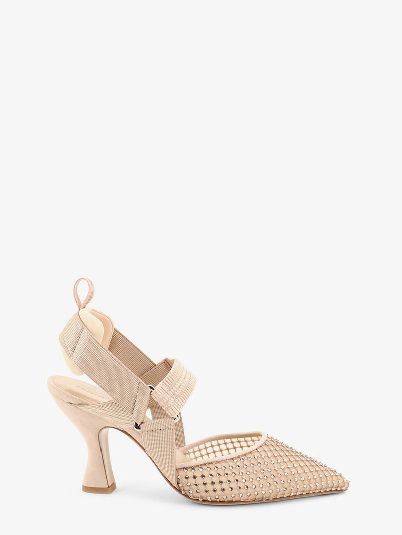 Fendi Fendi Colibrì Mesh and Suede Pumps Beige - World Class Fashion