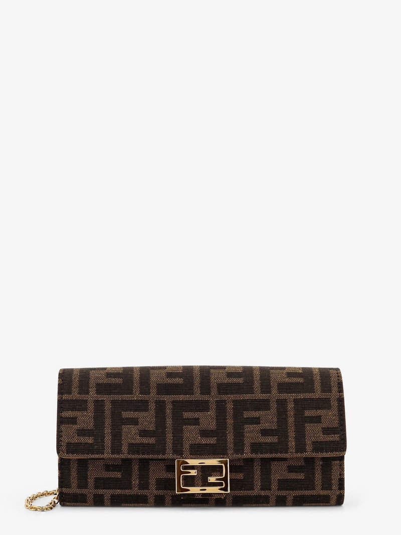 Fendi Fendi Continental Chain Baguette FF Jacquard Brown - World Class Fashion