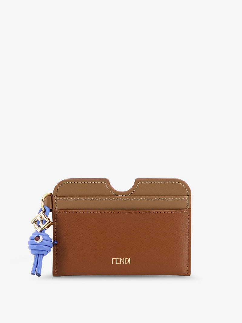 Fendi Fendi FF Diamonds Leather Card Holder Brown - World Class Fashion