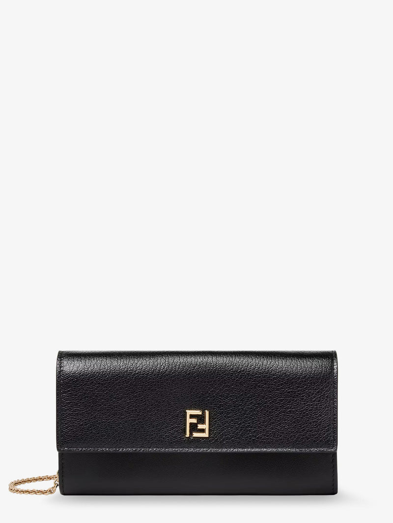 Fendi Fendi Continental Leather Crossbody Bag Black - World Class Fashion